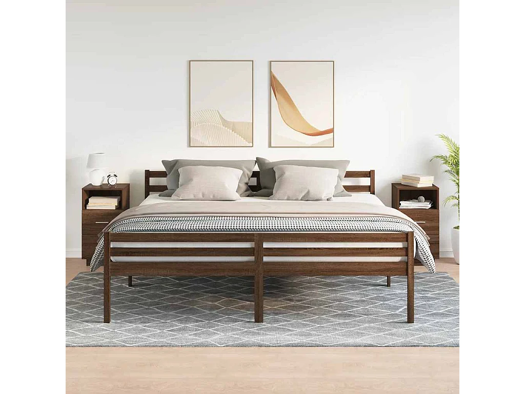 Tables de chevet 2 pièces avec 2 tiroirs chêne marron 36x36x68 cm