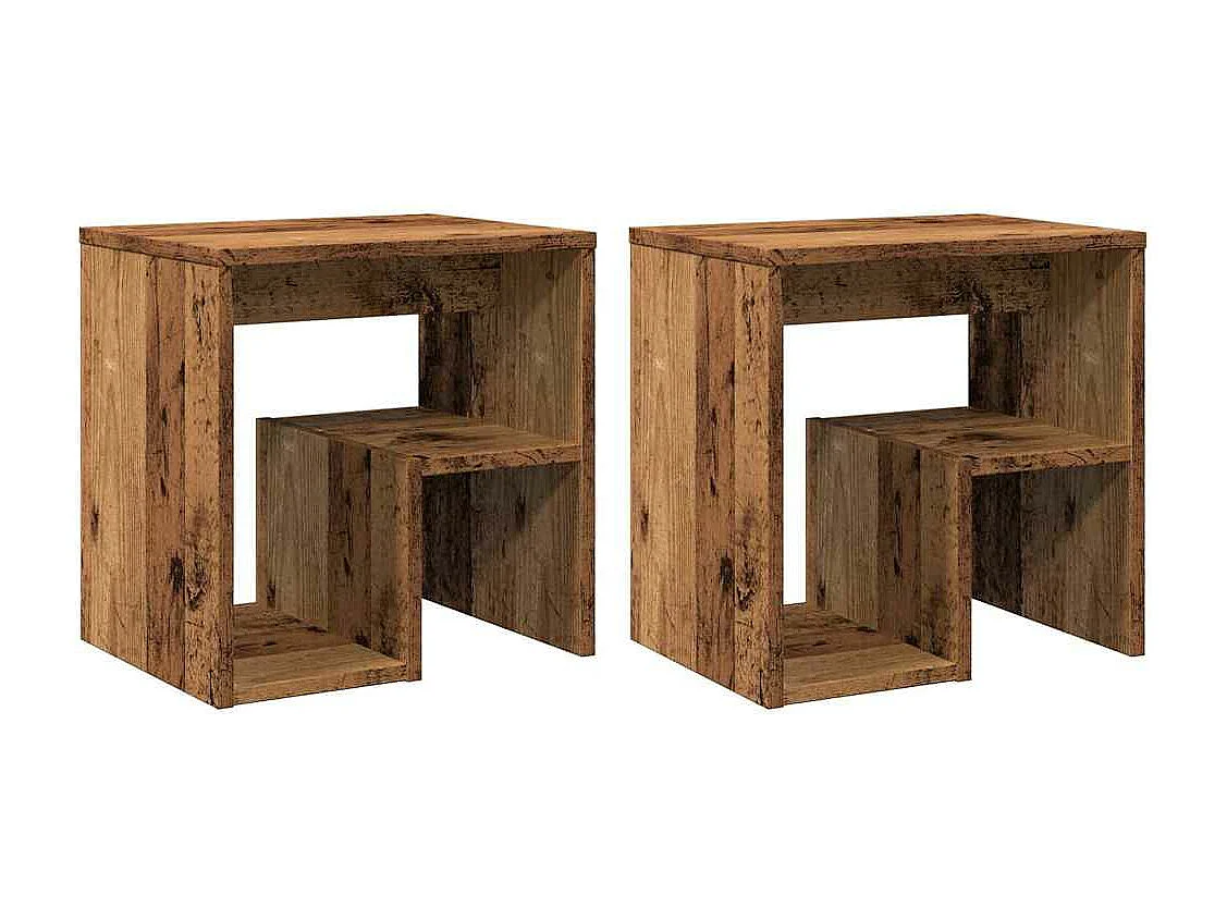 Tables de chevet 2 pièces vieux bois 40x30x40 cm bois d'ingénierie