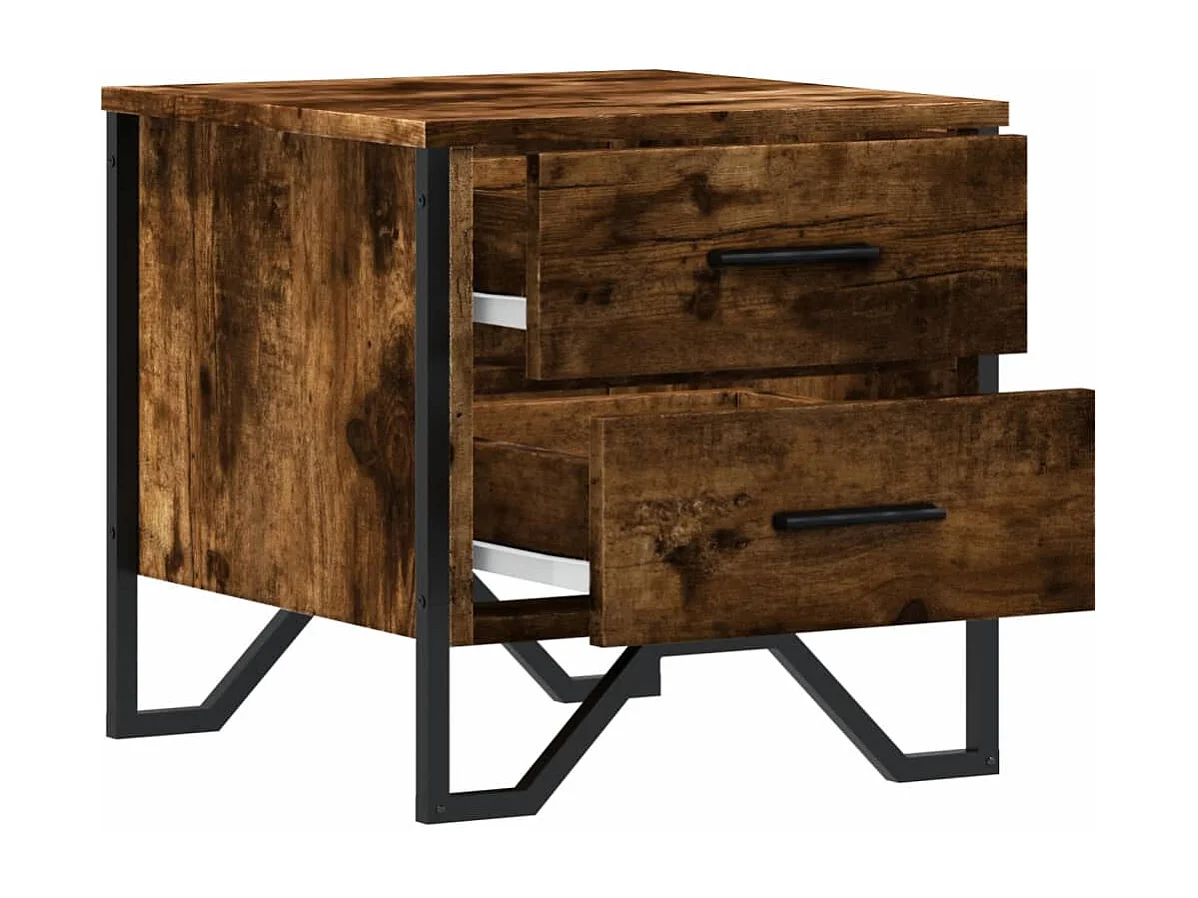 Table de chevet chêne fumé 40x41x40 cm bois d'ingénierie