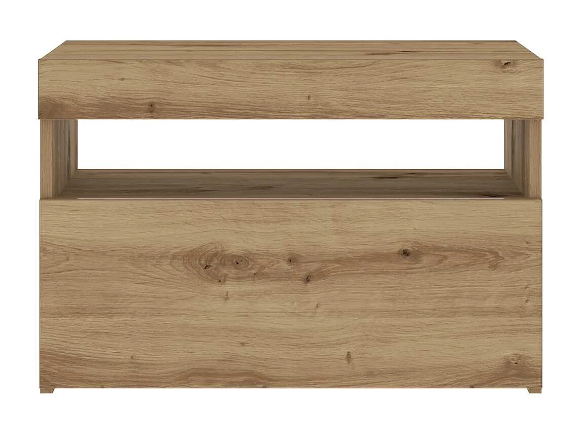 Table de chevet avec lumières LED chêne artisanal 60x35x40 cm