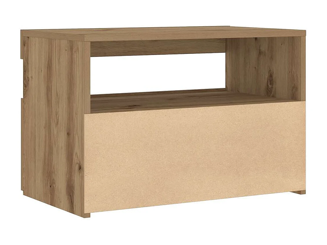 Table de chevet avec lumières LED chêne artisanal 60x35x40 cm