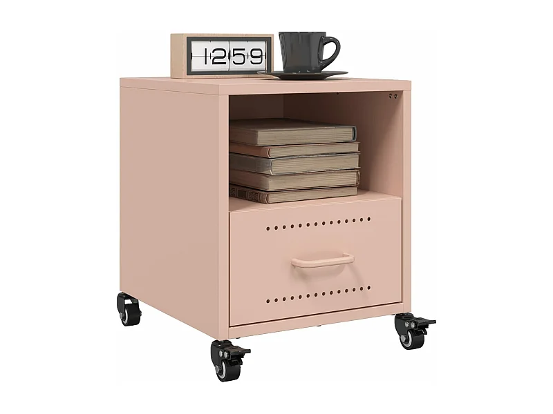 Mesas de cabeceira 2 peças 36x39x43,5 cm aço rosa