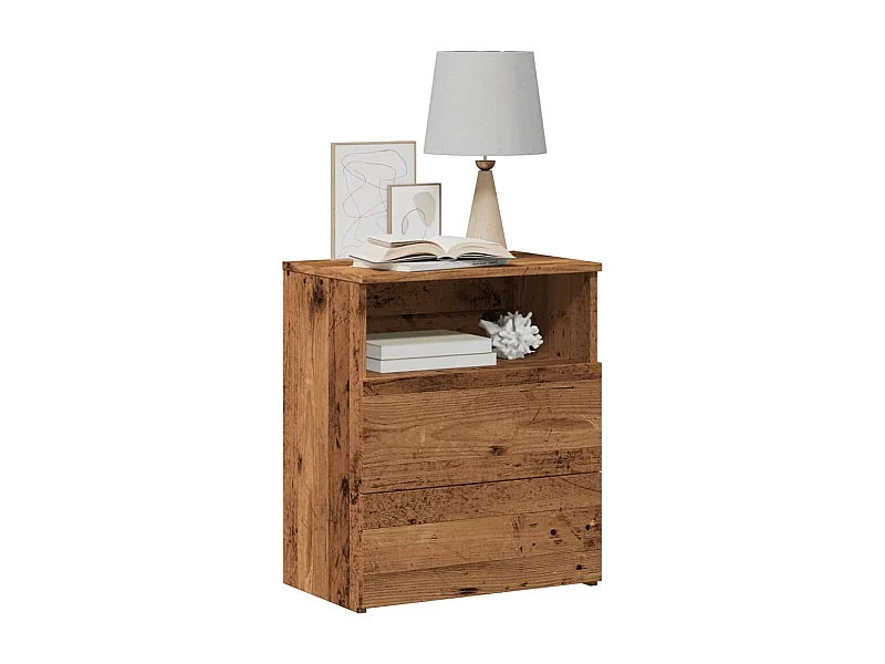 Nachtkastje 50x32x60 cm bewerkt hout oud houtkleurig