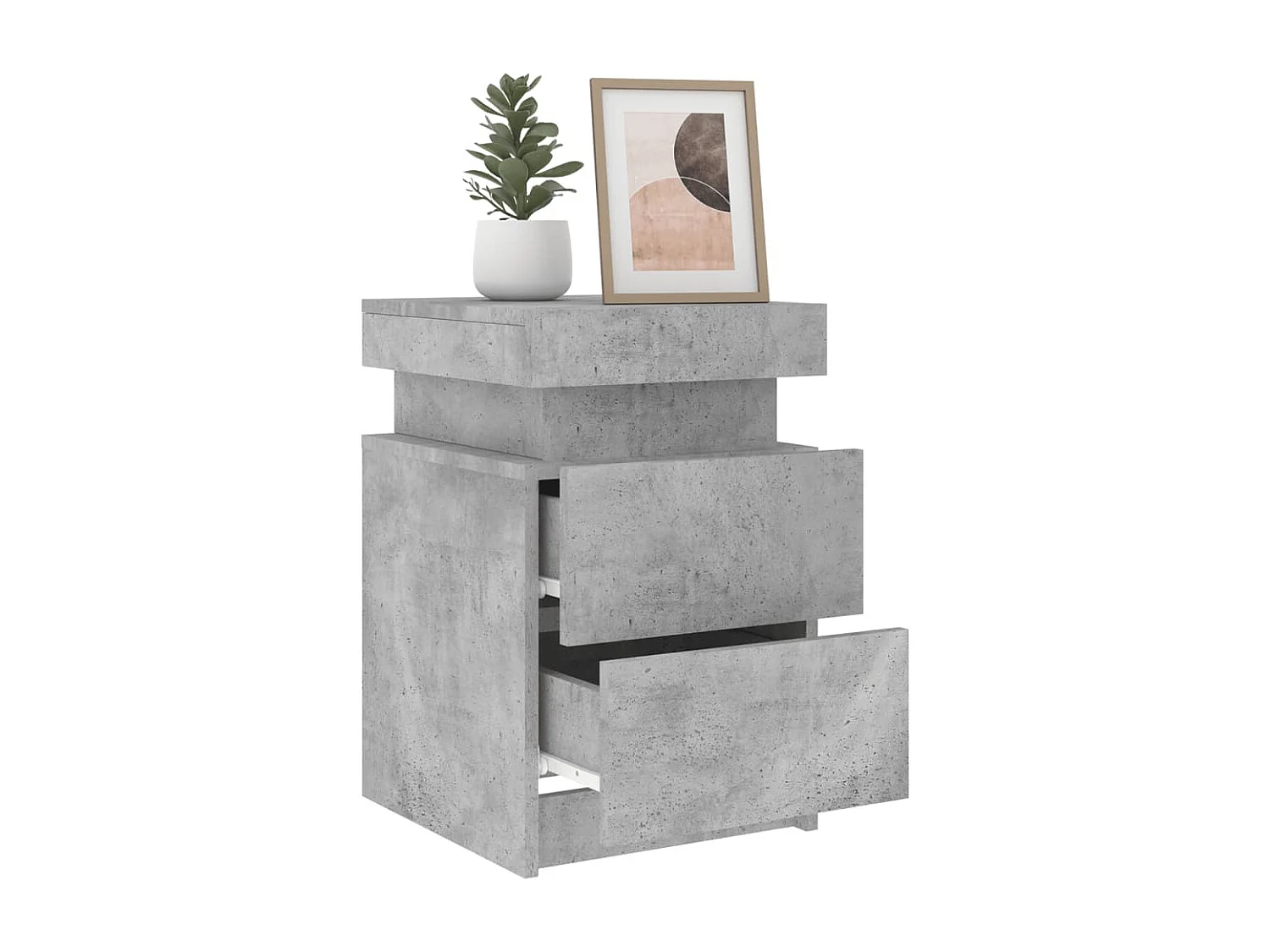 Tables de chevet avec lumières LED 2 pièces gris béton 35x39x55 cm