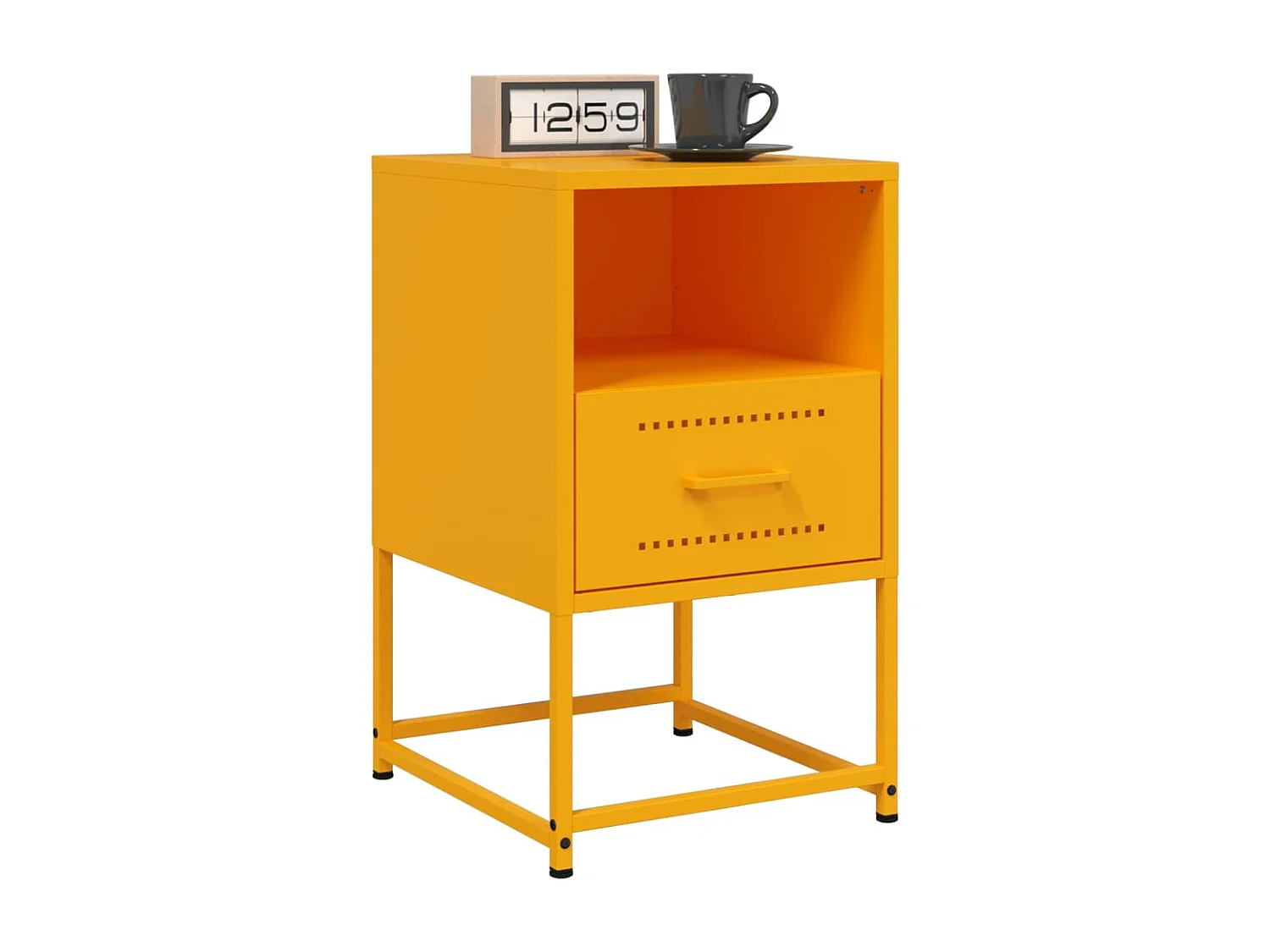 Table de chevet jaune moutarde 36x39x60,5 cm acier