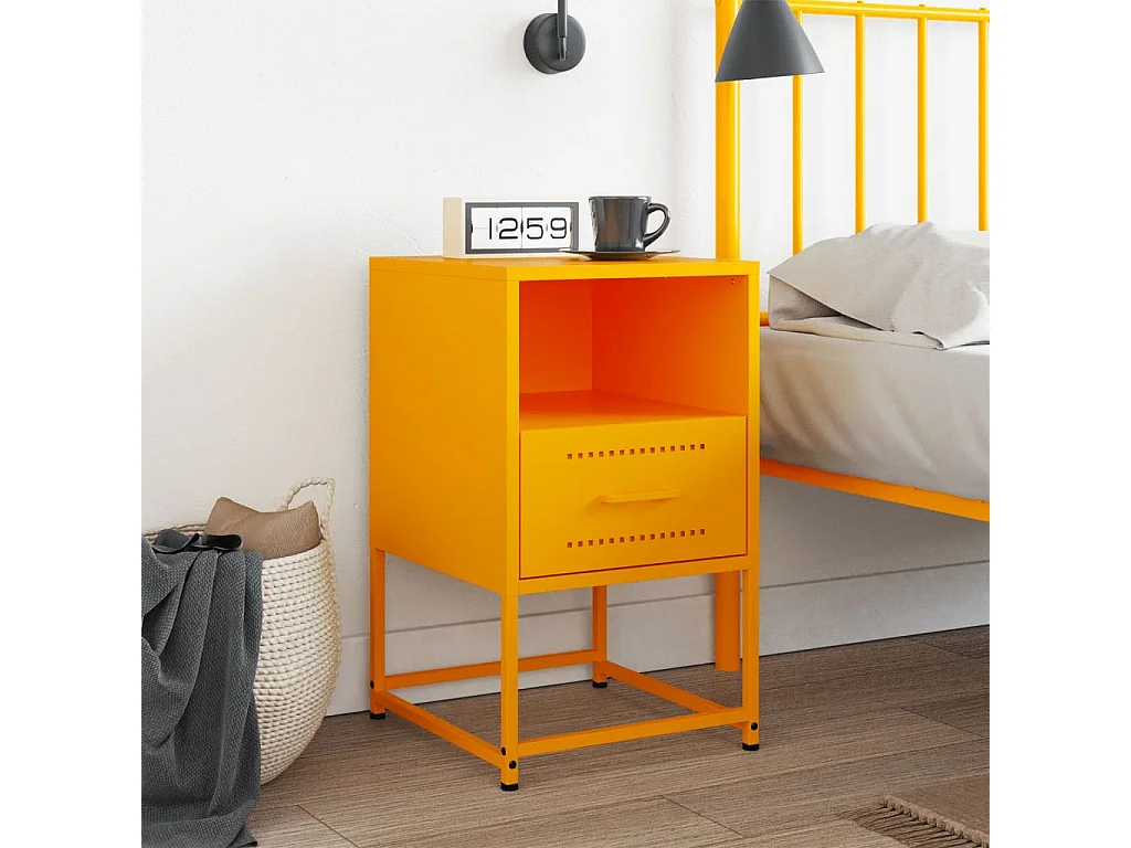 Table de chevet jaune moutarde 36x39x60,5 cm acier