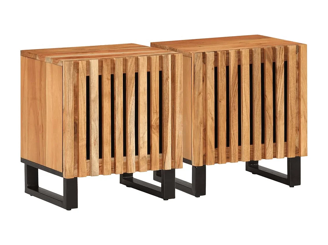 Mesitas de noche 2 unidades madera maciza de acacia 40x33x46 cm
