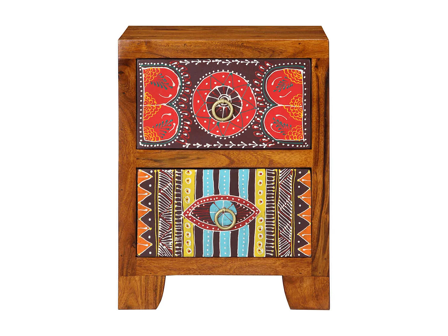 Table de chevet 2 pièces 35x35x45 cm bois d'acacia massif