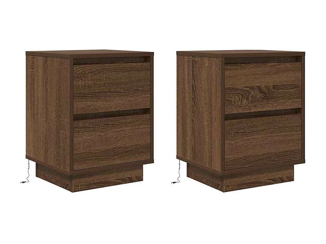 Nachtkastjes met led-verlichting 2 st bruin eikenkleurig