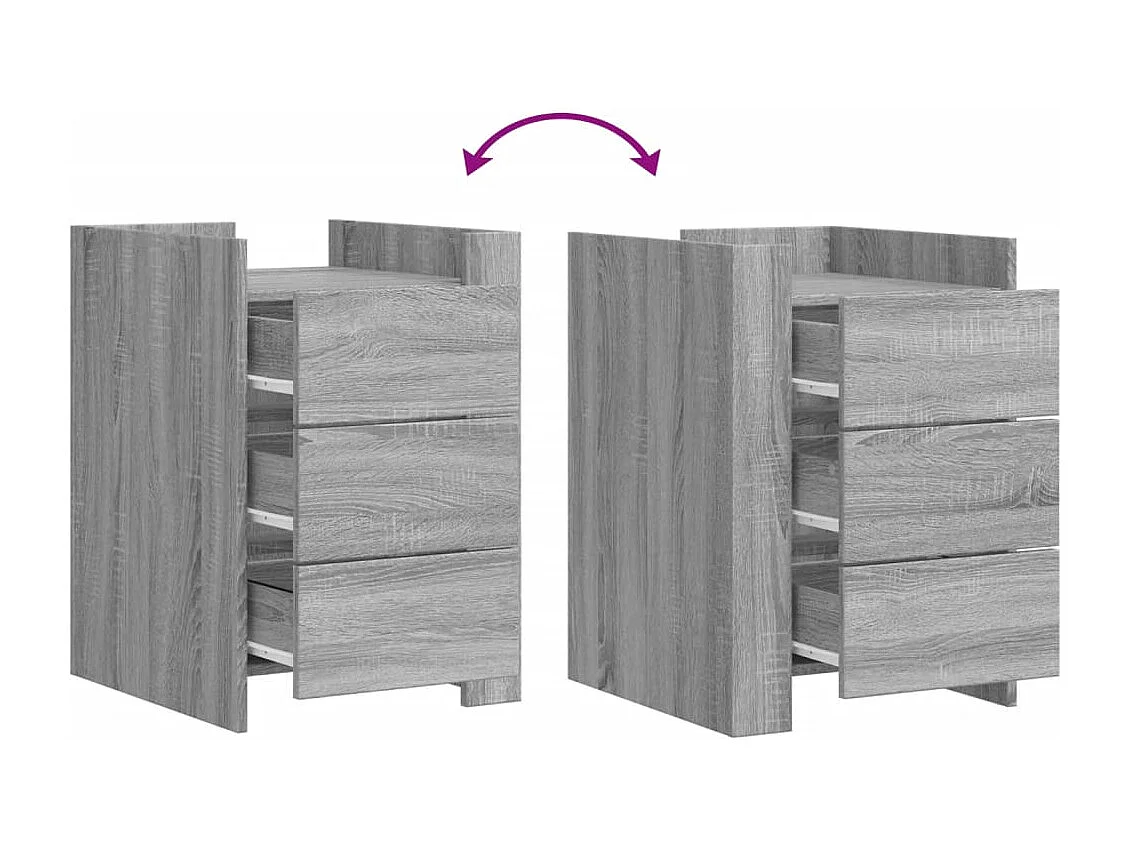 Table de chevet sonoma gris 45x50x65 cm bois d'ingénierie