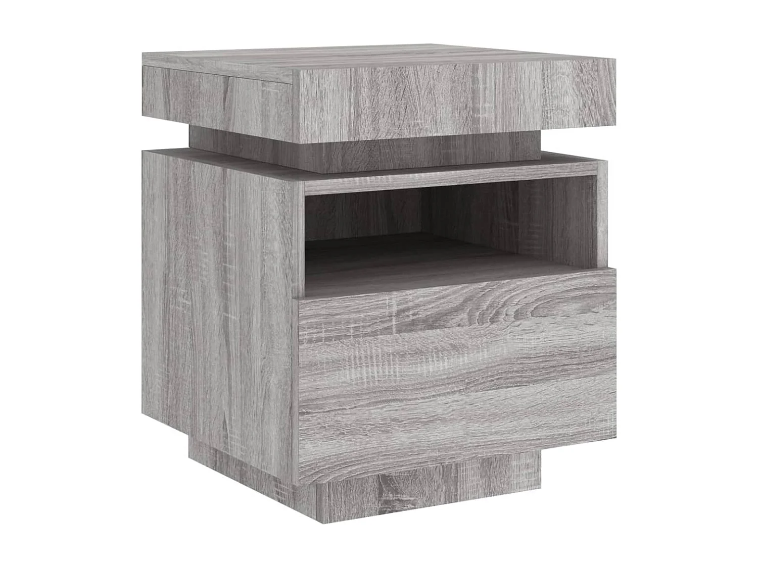 Tables de chevet avec lumières LED 2 pièces sonoma gris