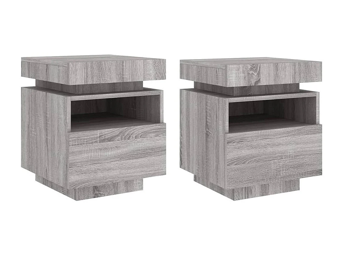 Nachtkastjes met LED 2 st 40x39x48,5 cm grijs sonoma