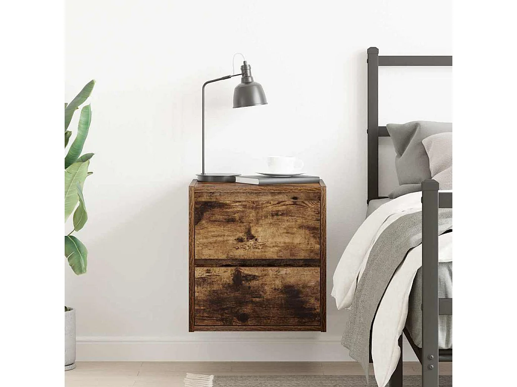 Nachtkastje wandgemonteerd 38x34x40 cm gerookt eikenkleurig