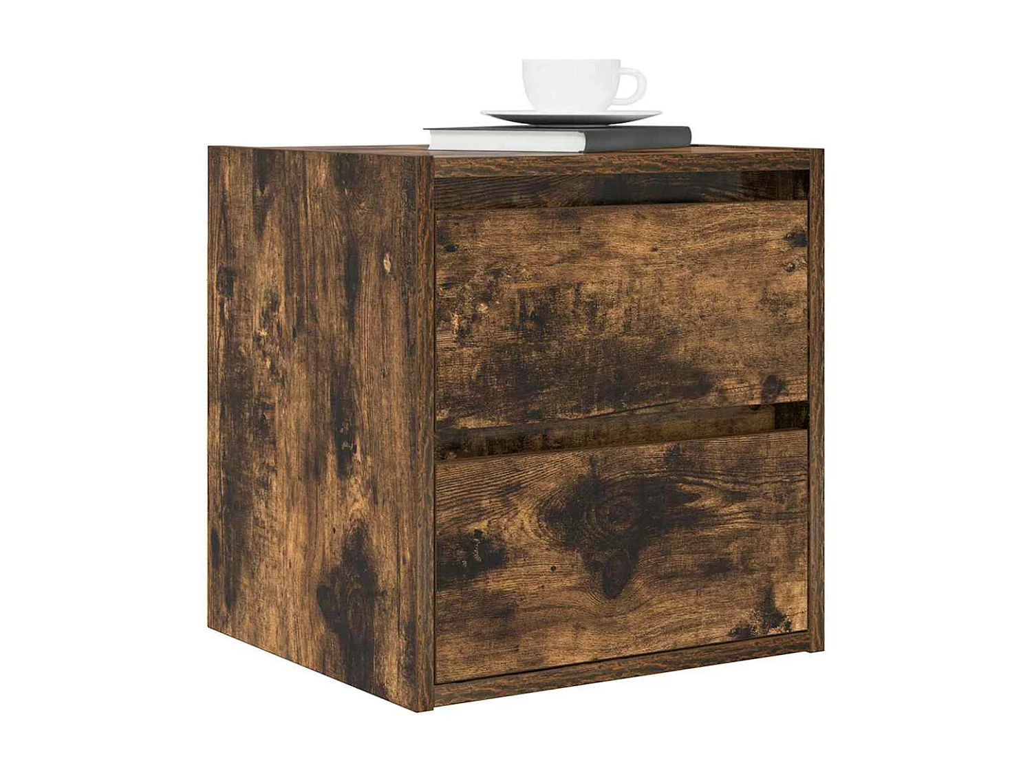 Table de chevet murale chêne fumé 38x34x40 cm