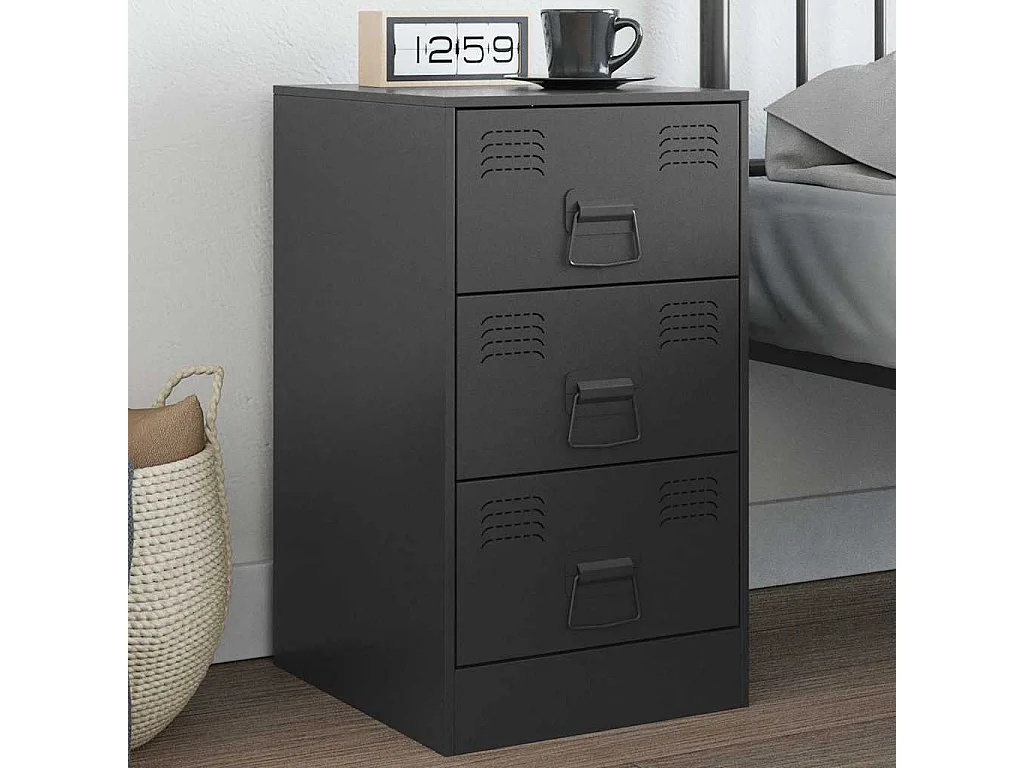 Table de chevet noir 34,5x39x62 cm acier