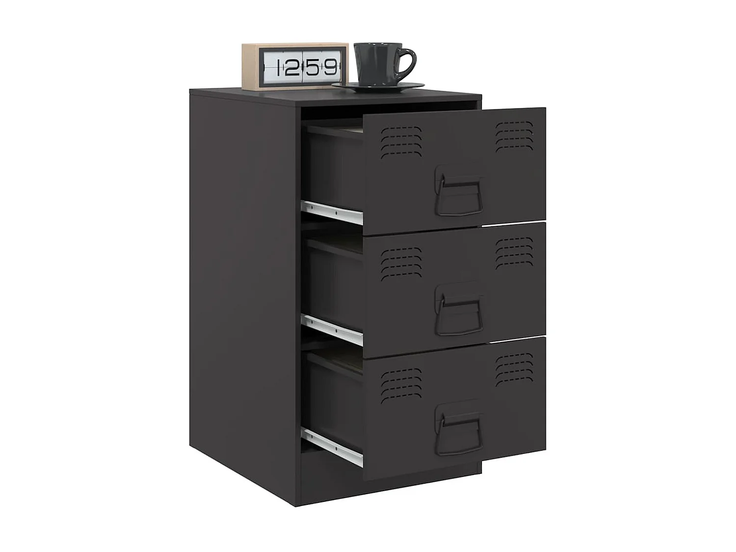 Table de chevet noir 34,5x39x62 cm acier