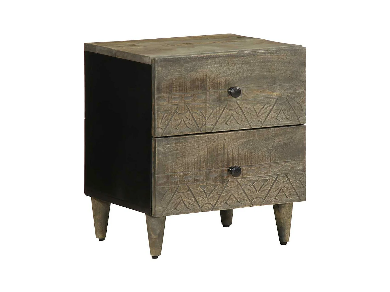 Table de chevet gris clair 40x33x46 cm bois de manguier solide