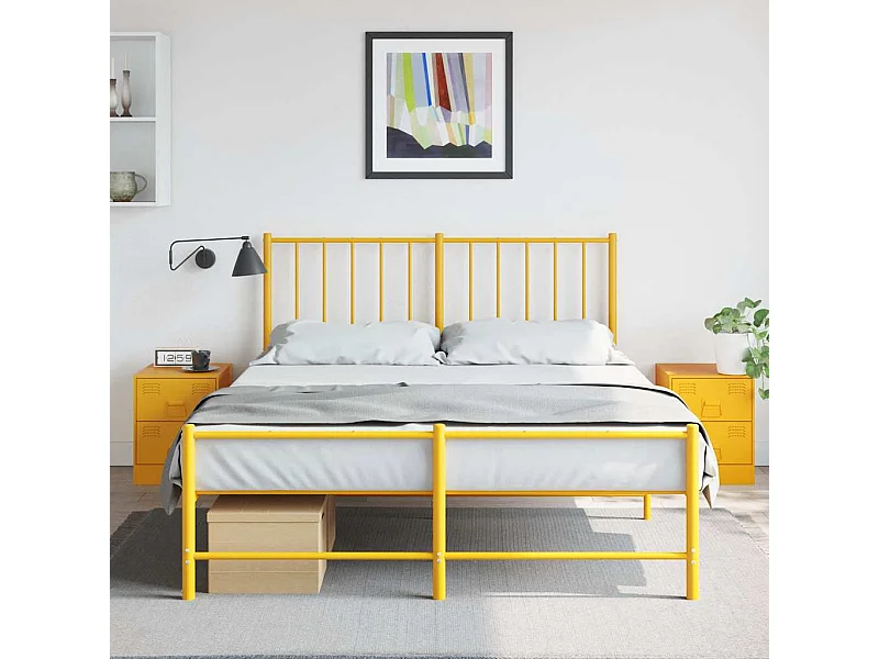 Mesas de cabeceira 2 peças 34,5x39x44 cm aço amarelo