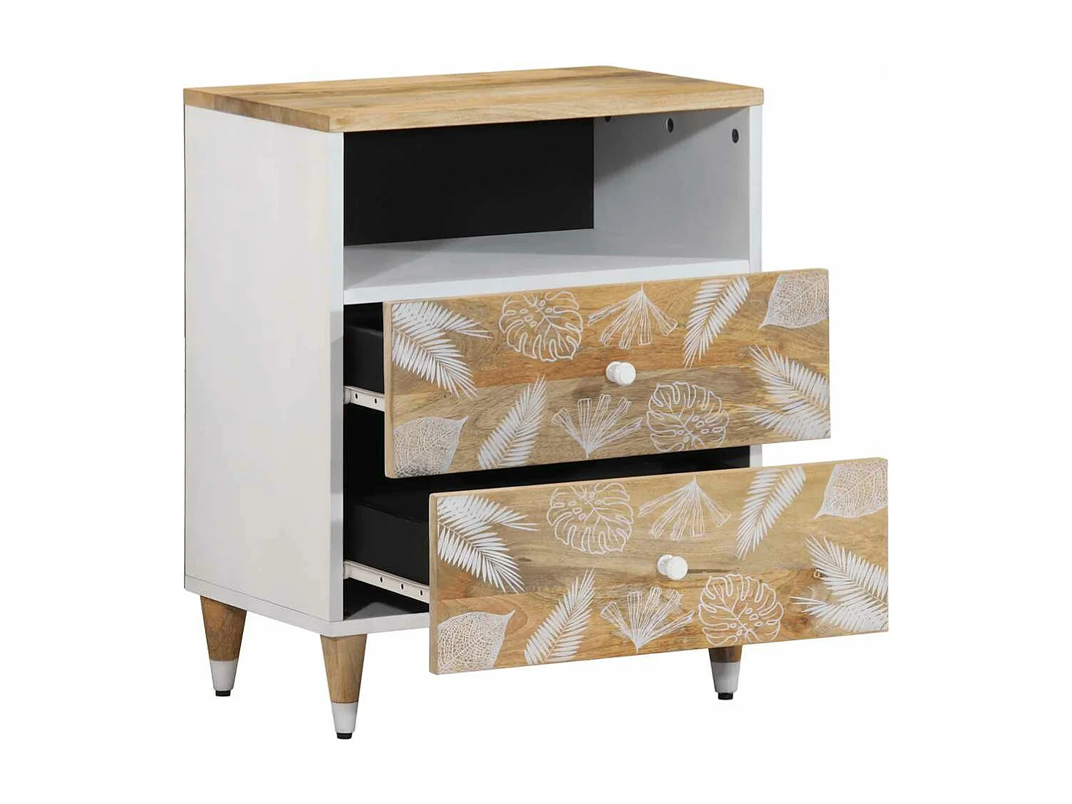 Table de chevet 50x33x60 cm bois de manguier massif