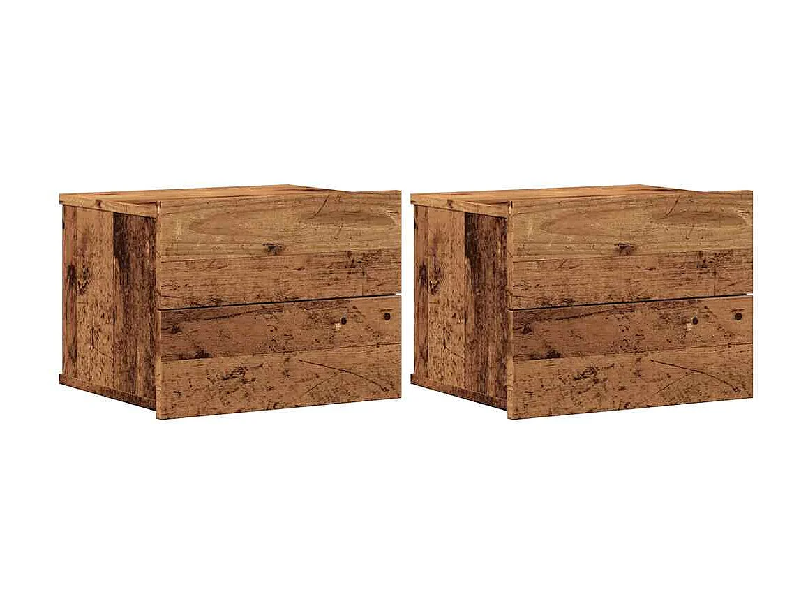 Tables de chevet murales 2 pièces vieux bois 40x32x30 cm