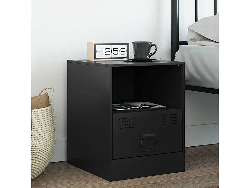 Mesa de cabeceira 34,5x39x44 cm aço preto