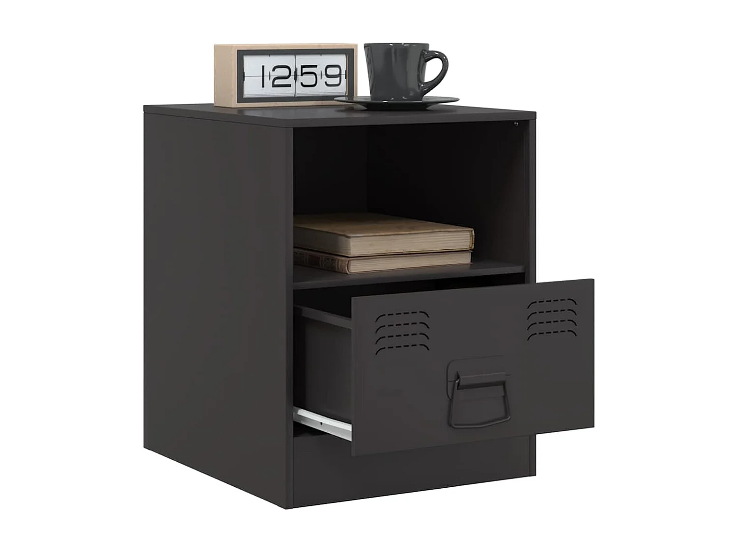 Table de chevet noir 34,5x39x44 cm acier