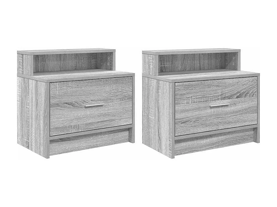 Tables de chevet avec tiroir 2 pièces sonoma gris 51x31x47 cm