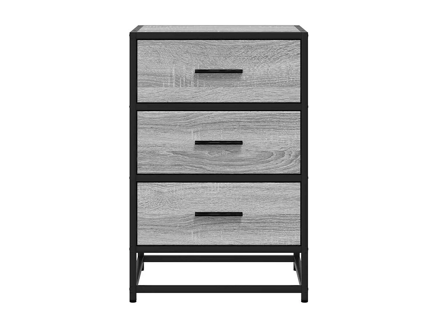 Mesita noche madera ingeniería gris sonoma 40x34,5x60 cm metal