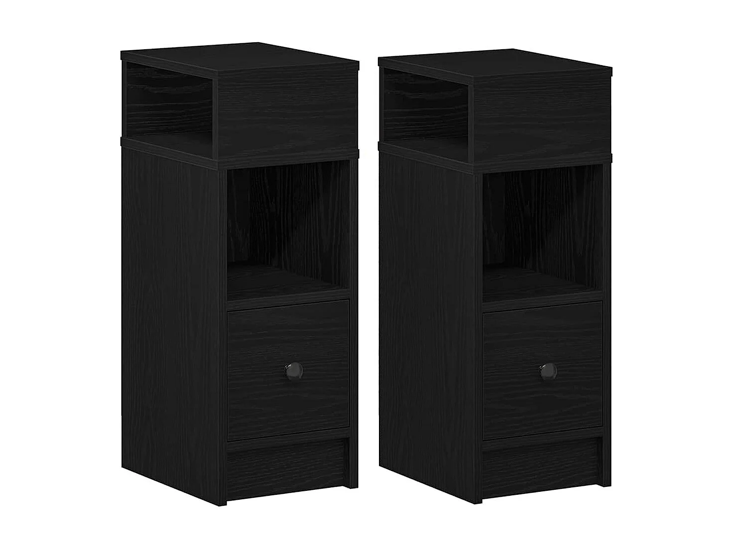 Mesillas de noche 2 unidades con cajón negro 25x31x66 cm