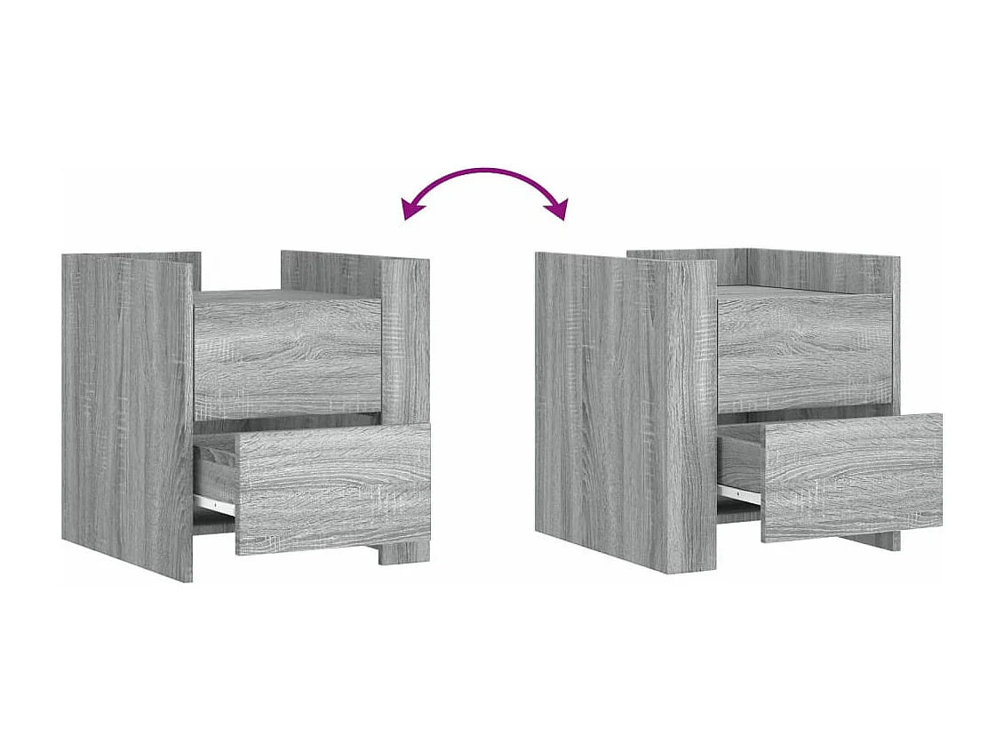 Table de chevet sonoma gris 45x50x50 cm bois d'ingénierie