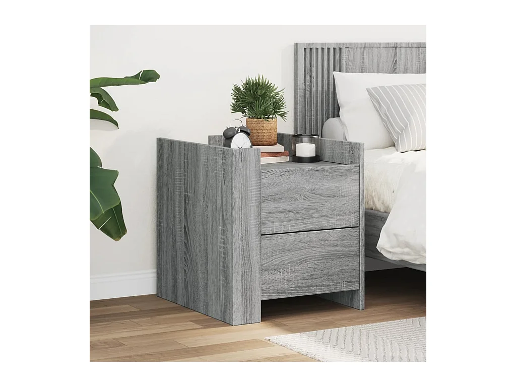 Table de chevet sonoma gris 45x50x50 cm bois d'ingénierie