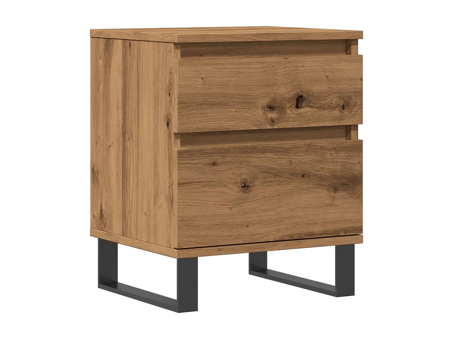 Nachtkastje 40x35x50 cm bewerkt hout artisanaal eikenkleur