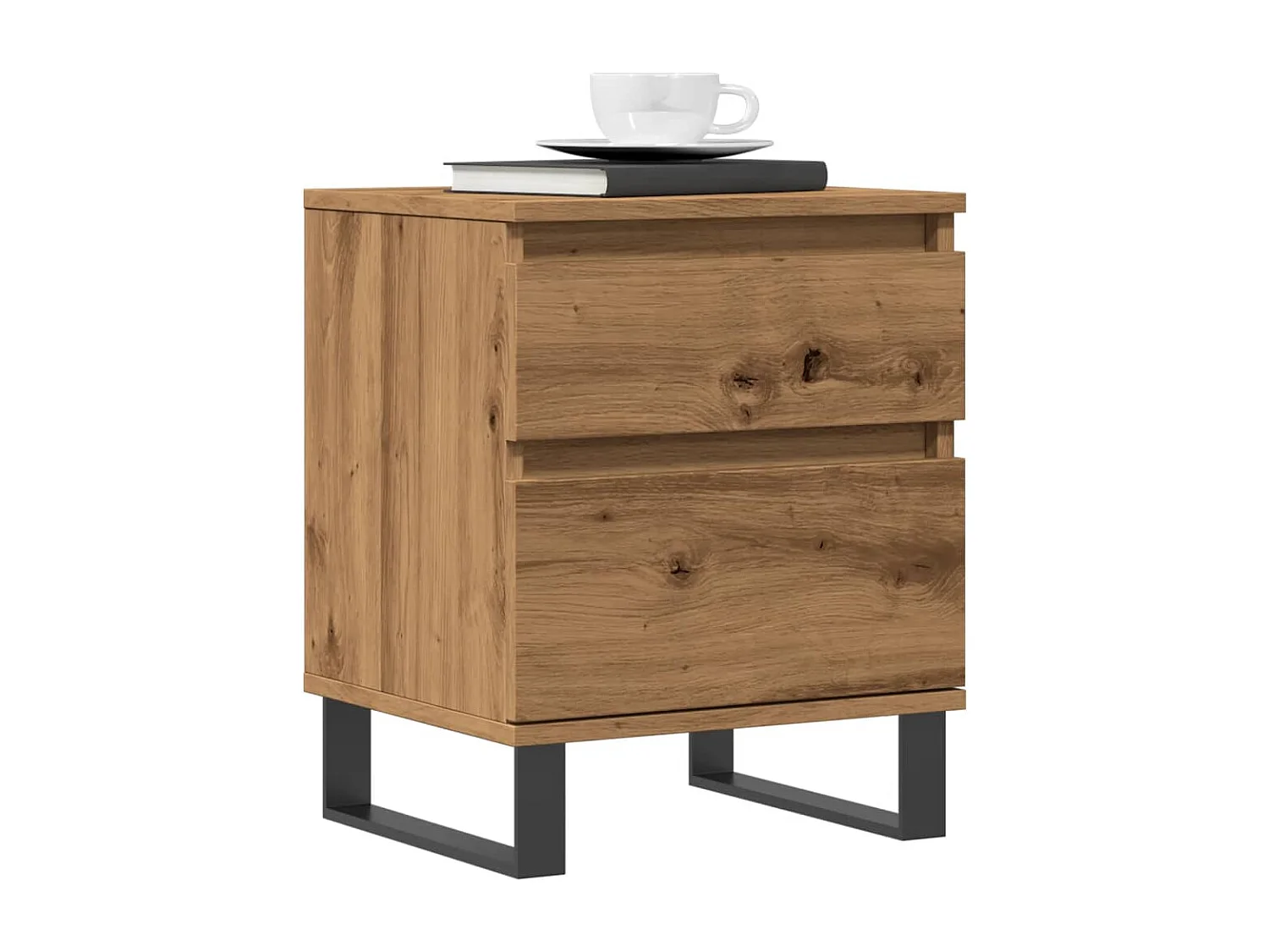 Table de chevet chêne artisanal 40x35x50 cm bois d’ingénierie