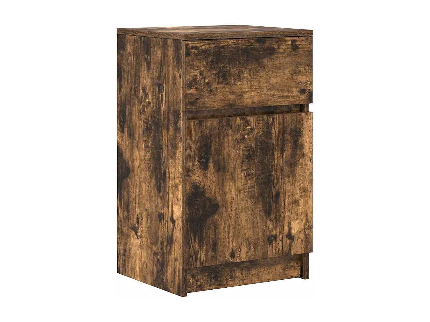 Nachtkastje 39x35x65 cm bewerkt hout gerookt eikenkleurig