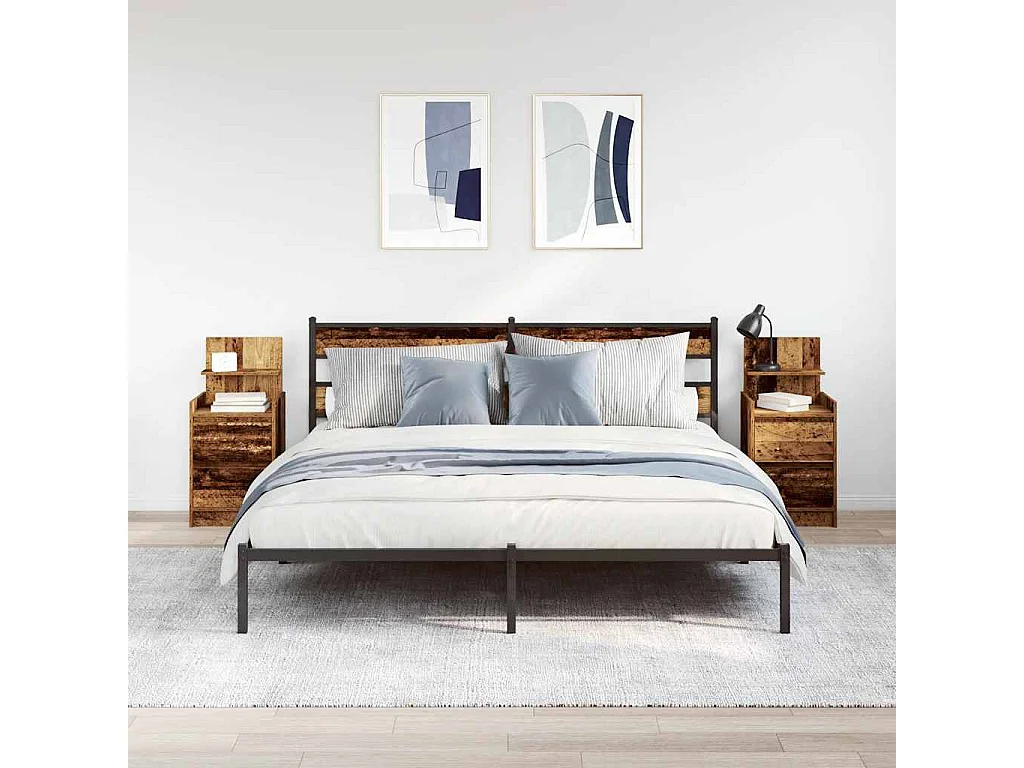 Nachtkastjes met 2 lades 2 st 38x34x80 cm oud hout