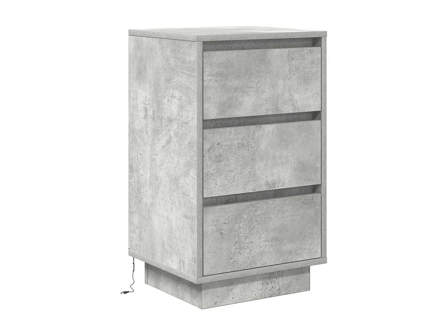 Table de chevet avec lumières LED gris béton 38x34x65 cm