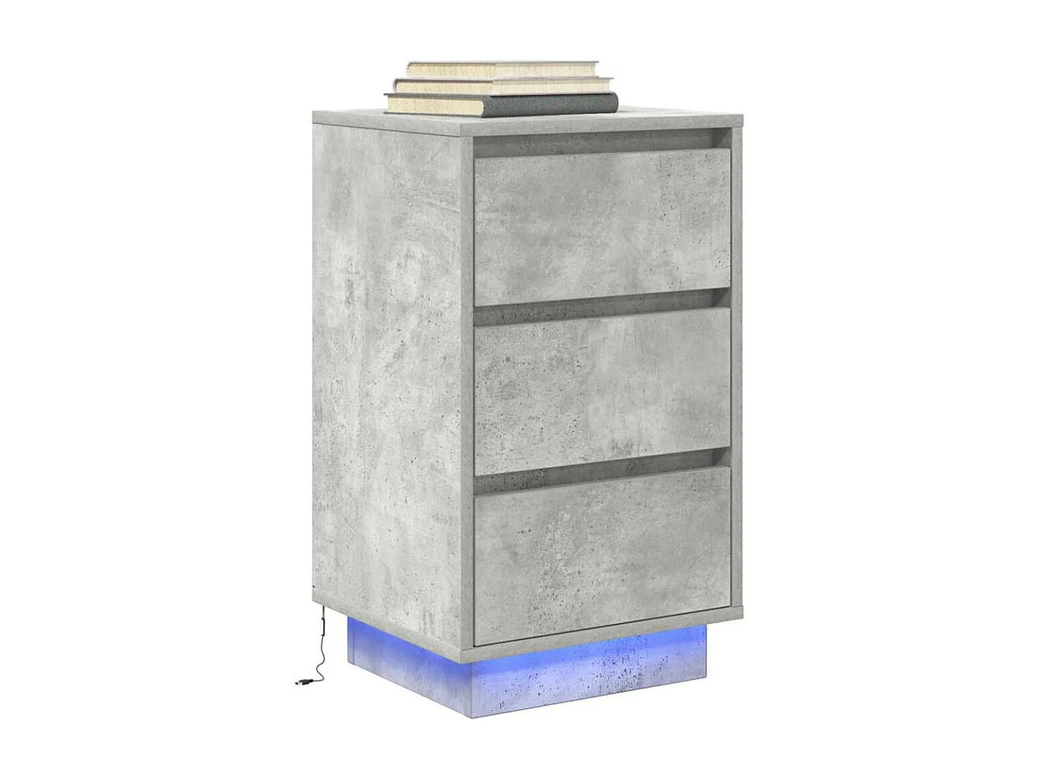 Table de chevet avec lumières LED gris béton 38x34x65 cm