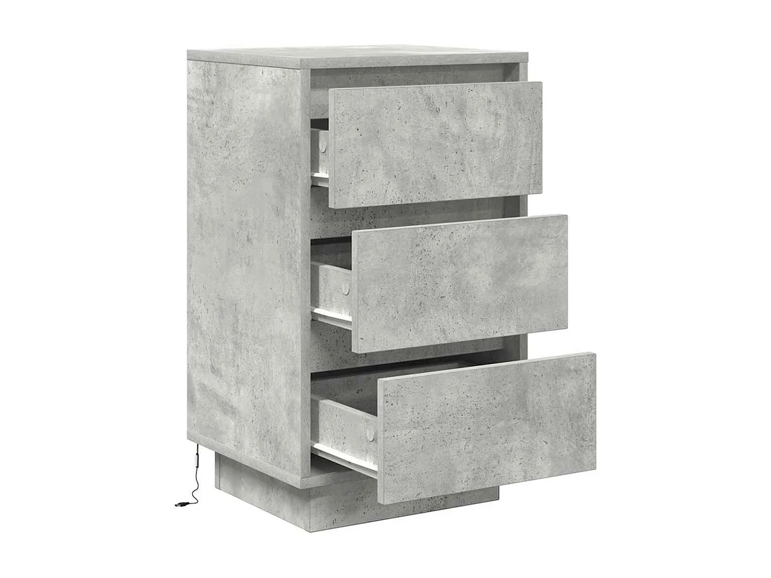 Table de chevet avec lumières LED gris béton 38x34x65 cm