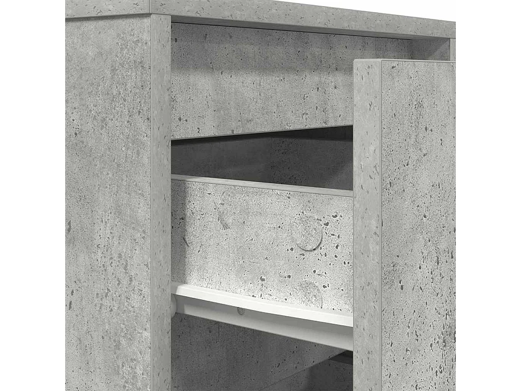 Table de chevet avec lumières LED gris béton 38x34x65 cm