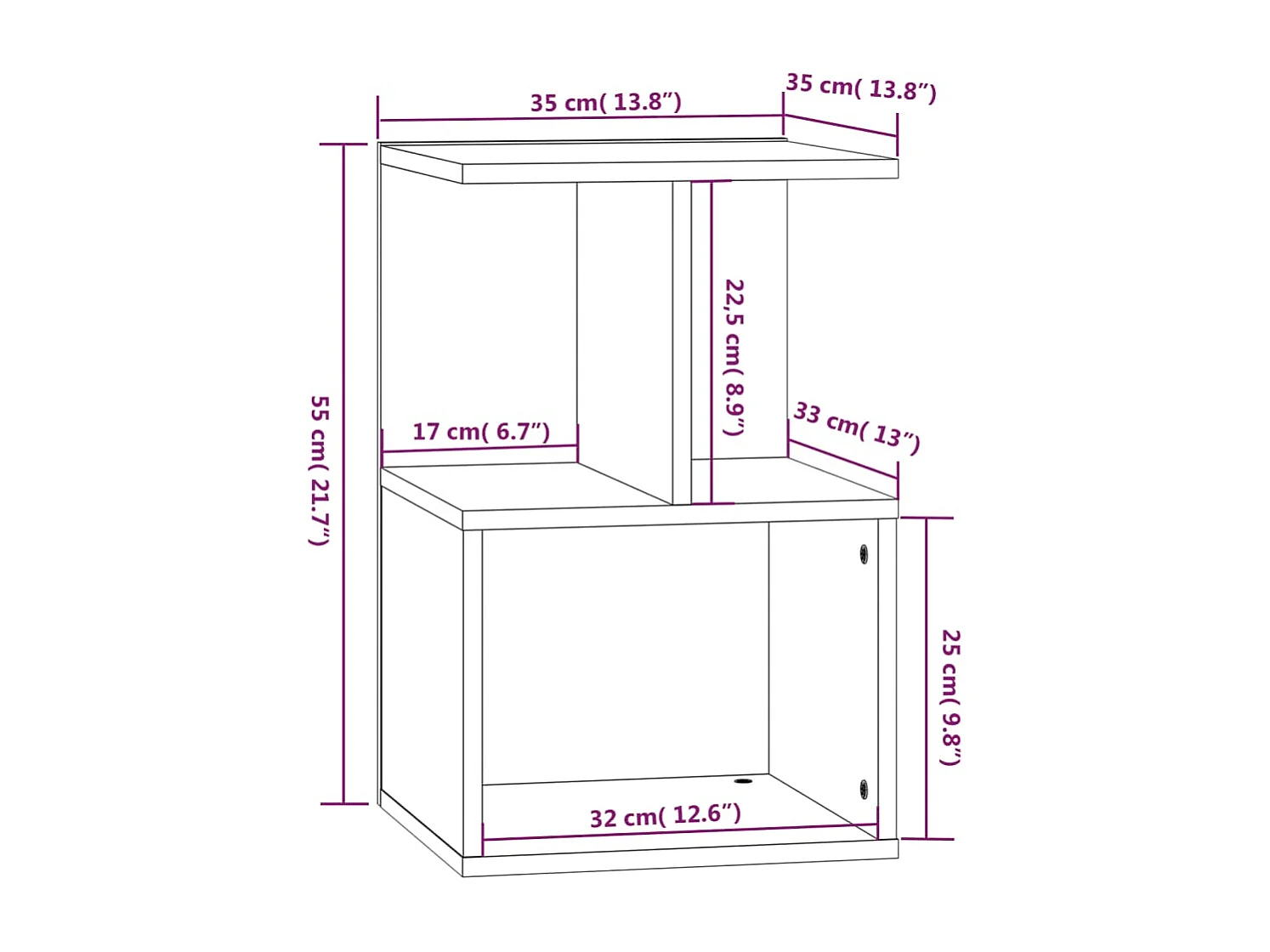 Tables de chevet 2 pièces Sonoma gris 35x35x55 cm Bois ingénierie