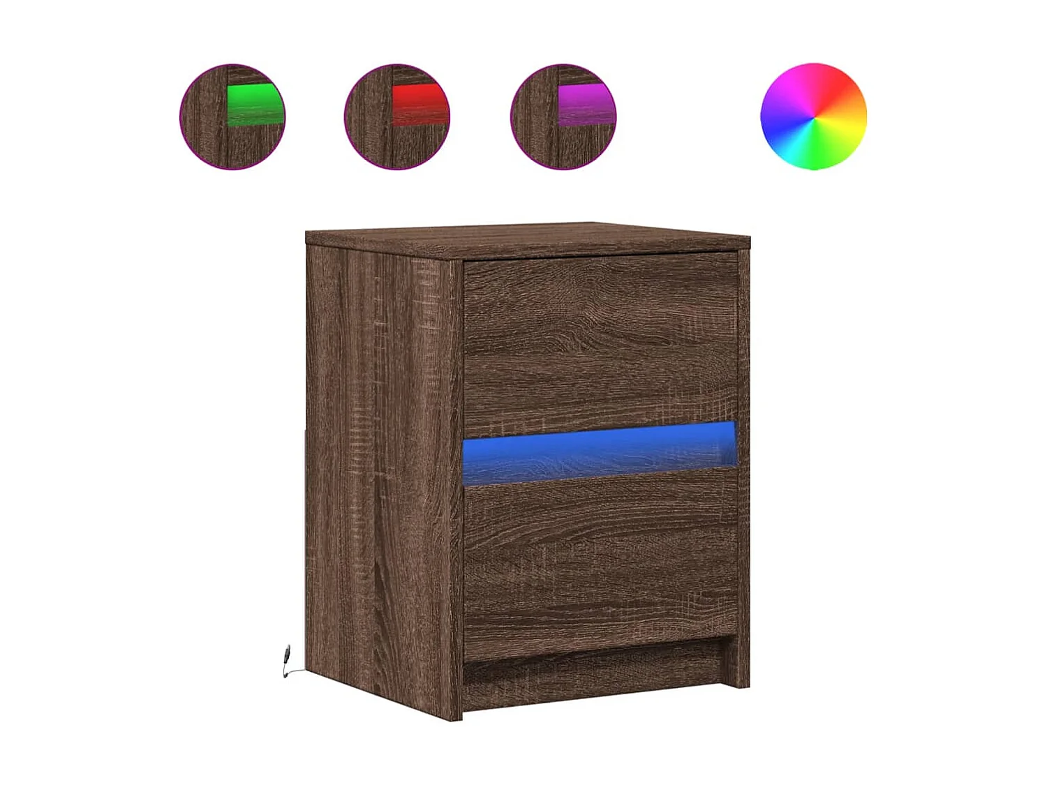 Nachtkastjes met LED 2 st bewerkt hout bruin eikenkleur