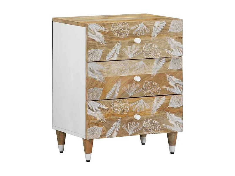 Mesita de noche madera maciza de mango 50x33x60 cm