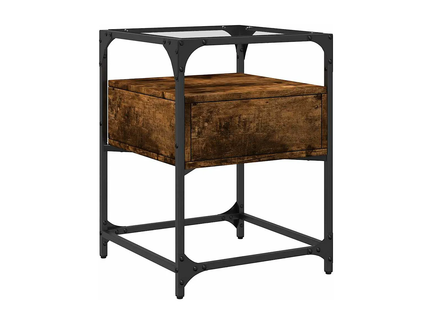 Table de chevet chêne fumé 40x40x55 cm bois d'ingénierie