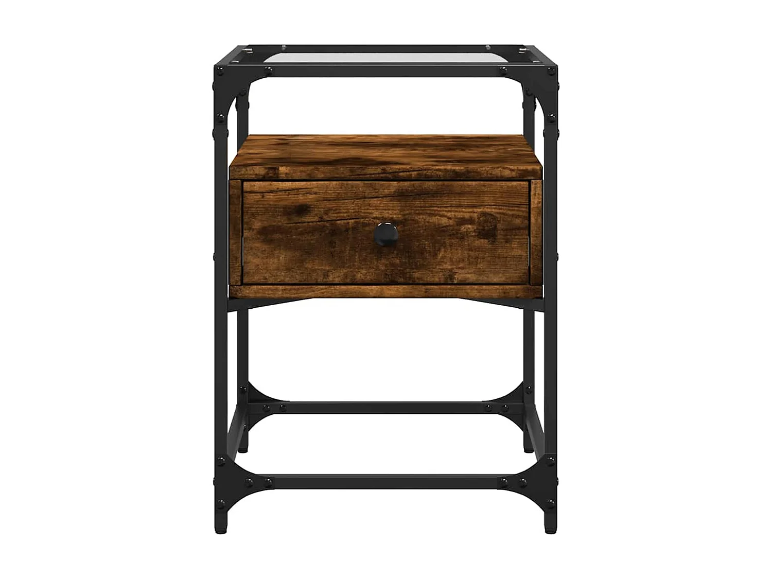 Mesa de cabeceira 40x40x55 cm derivados madeira carvalho fumado