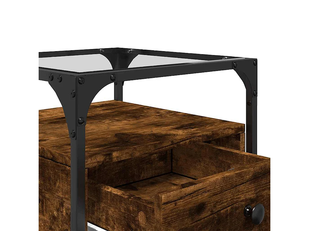 Mesa de cabeceira 40x40x55 cm derivados madeira carvalho fumado