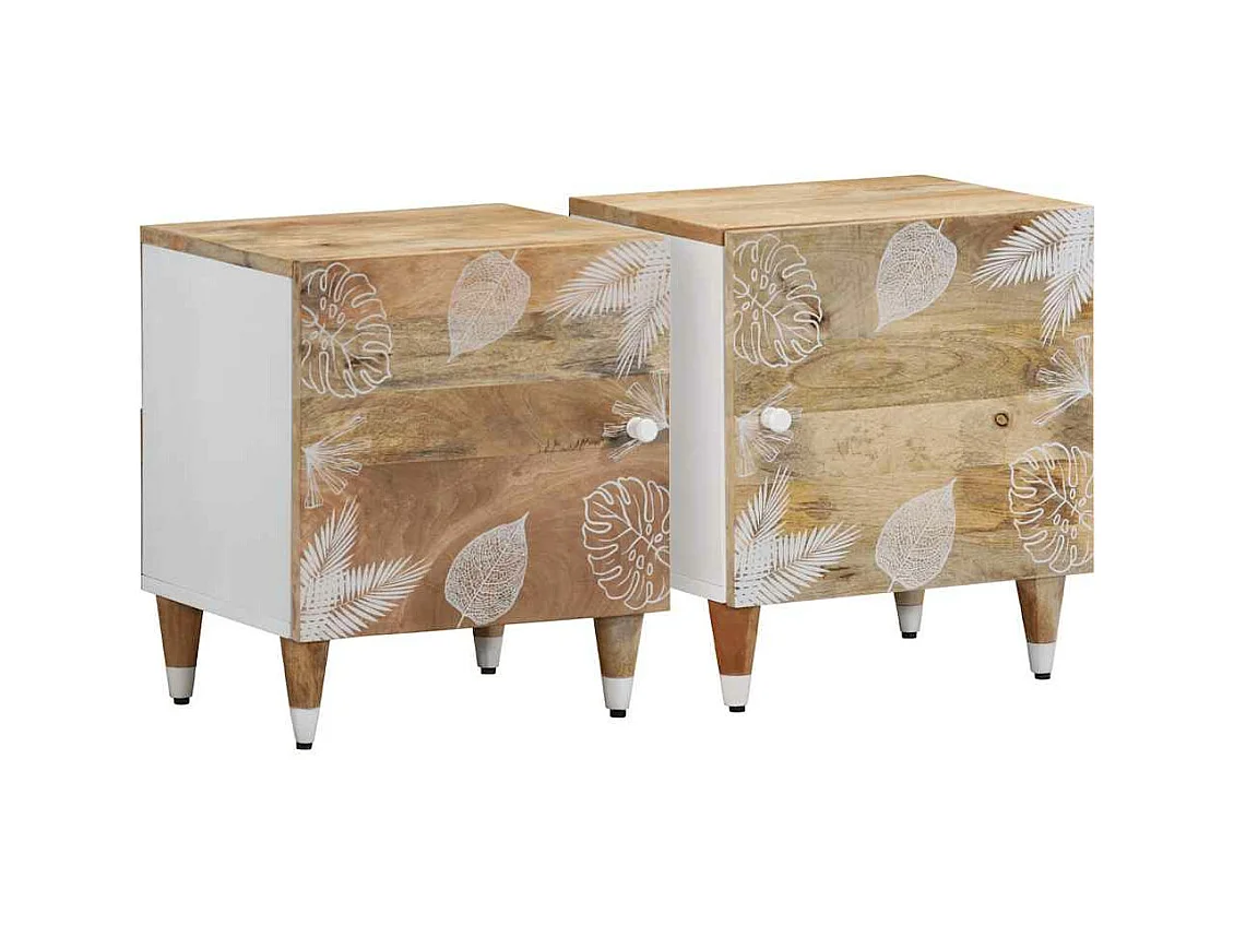 Nachtkastjes 2 st 40x33,5x46 cm massief mangohout
