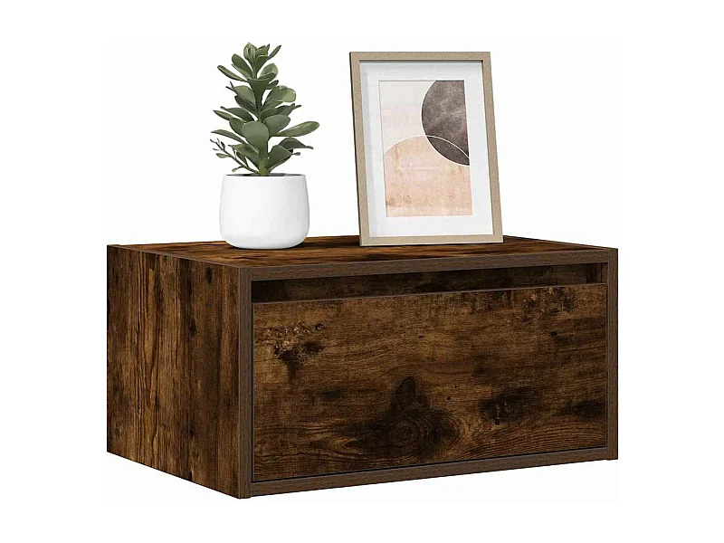 Tables de chevet murales avec lumières LED 2 pièces chêne fumé