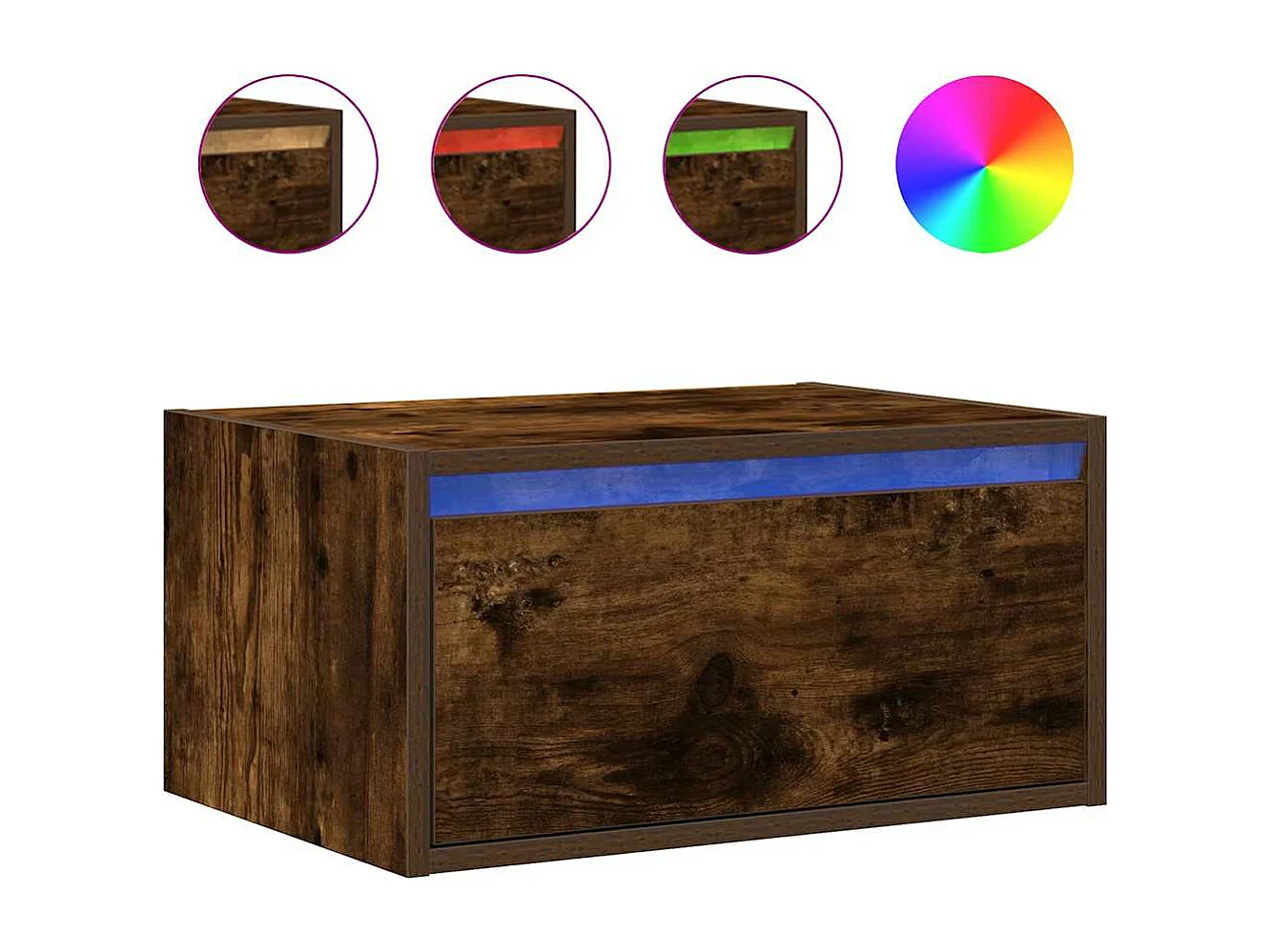 Tables de chevet murales avec lumières LED 2 pièces chêne fumé