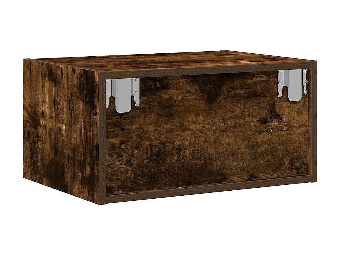 Tables de chevet murales avec lumières LED 2 pièces chêne fumé