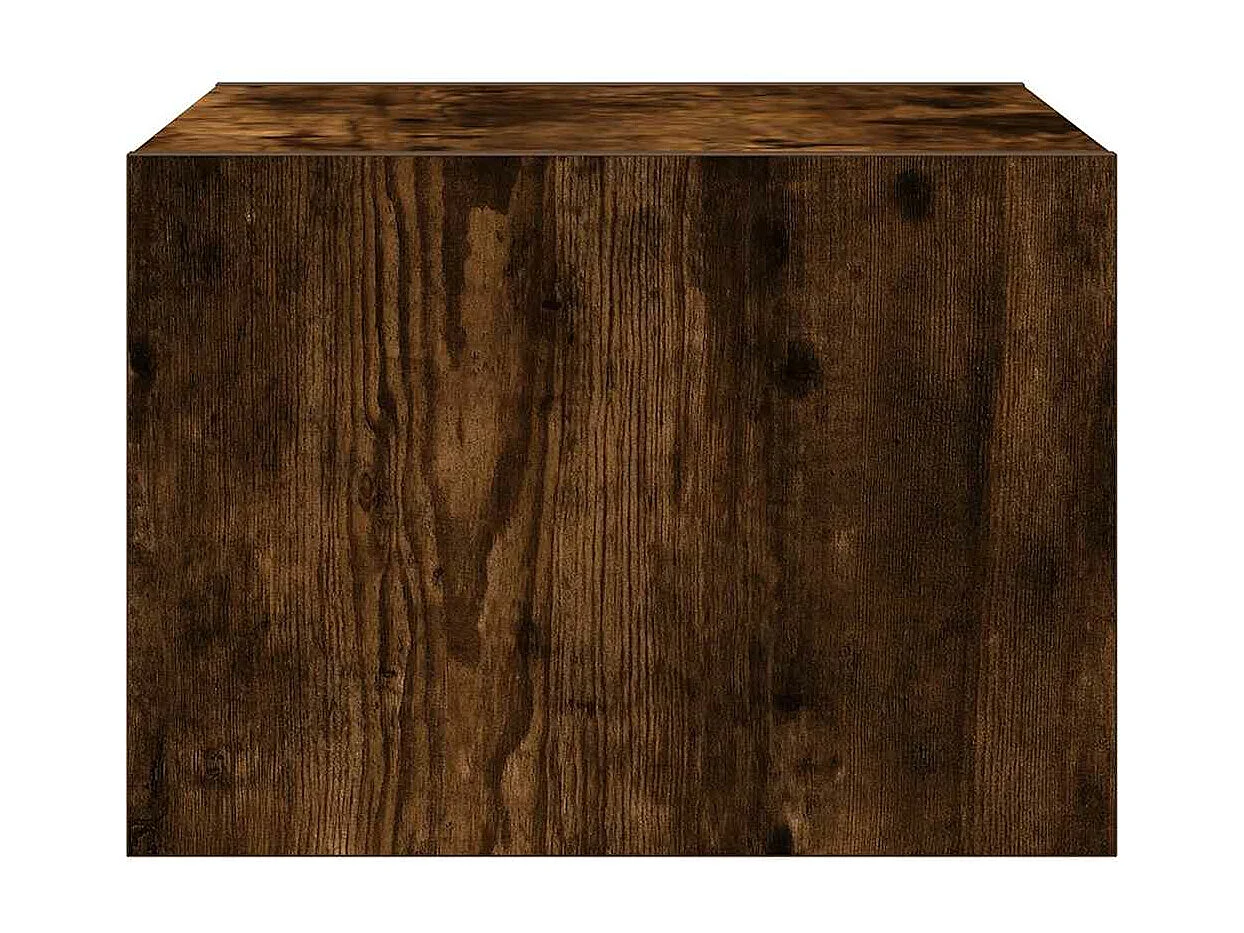 Mesitas de noche de pared con luces LED 2 unidades roble ahumado